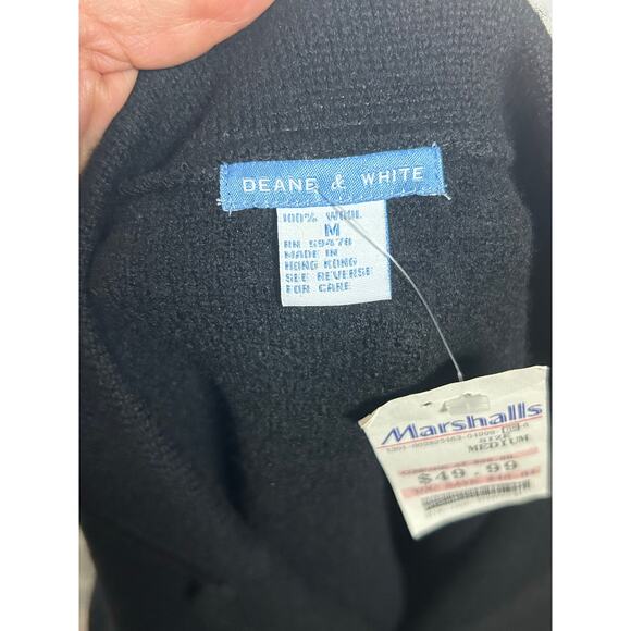 Deane And White 100% Wool  Dark black Button Up Jacket size L 2 small hole new - Picture 5 of 11